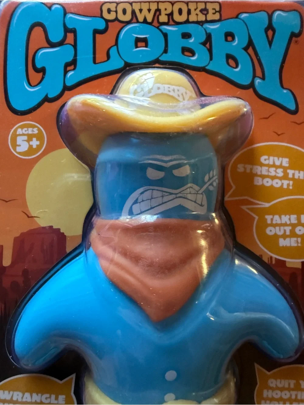 New Schylling Globby Cowpoke Squishy Stress Relief Fidget Toy Get a Grip Cowboy